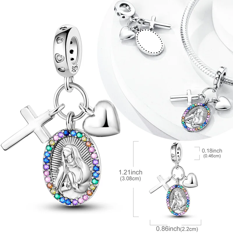 

Original 925 Sterling Silver Charm Bead Goddess Our Lady Pendant Fit Original Bracelet Neccklace DIY Accessories Jewelry Gift