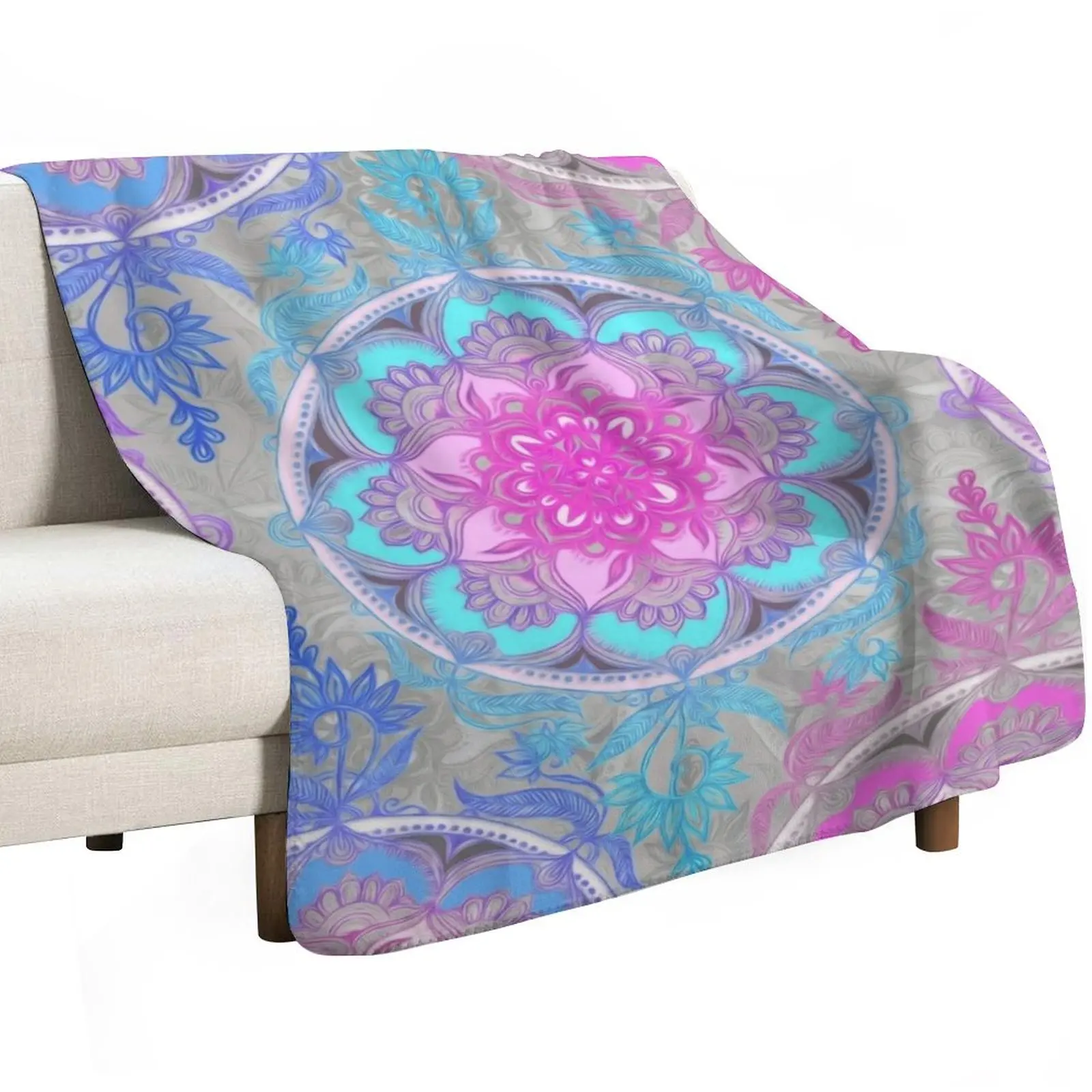Pink, Purple and Turquoise Super Boho Medallions Throw Blanket decorative Luxury St Hair Plaid Sleeping Bag Soft Blankets