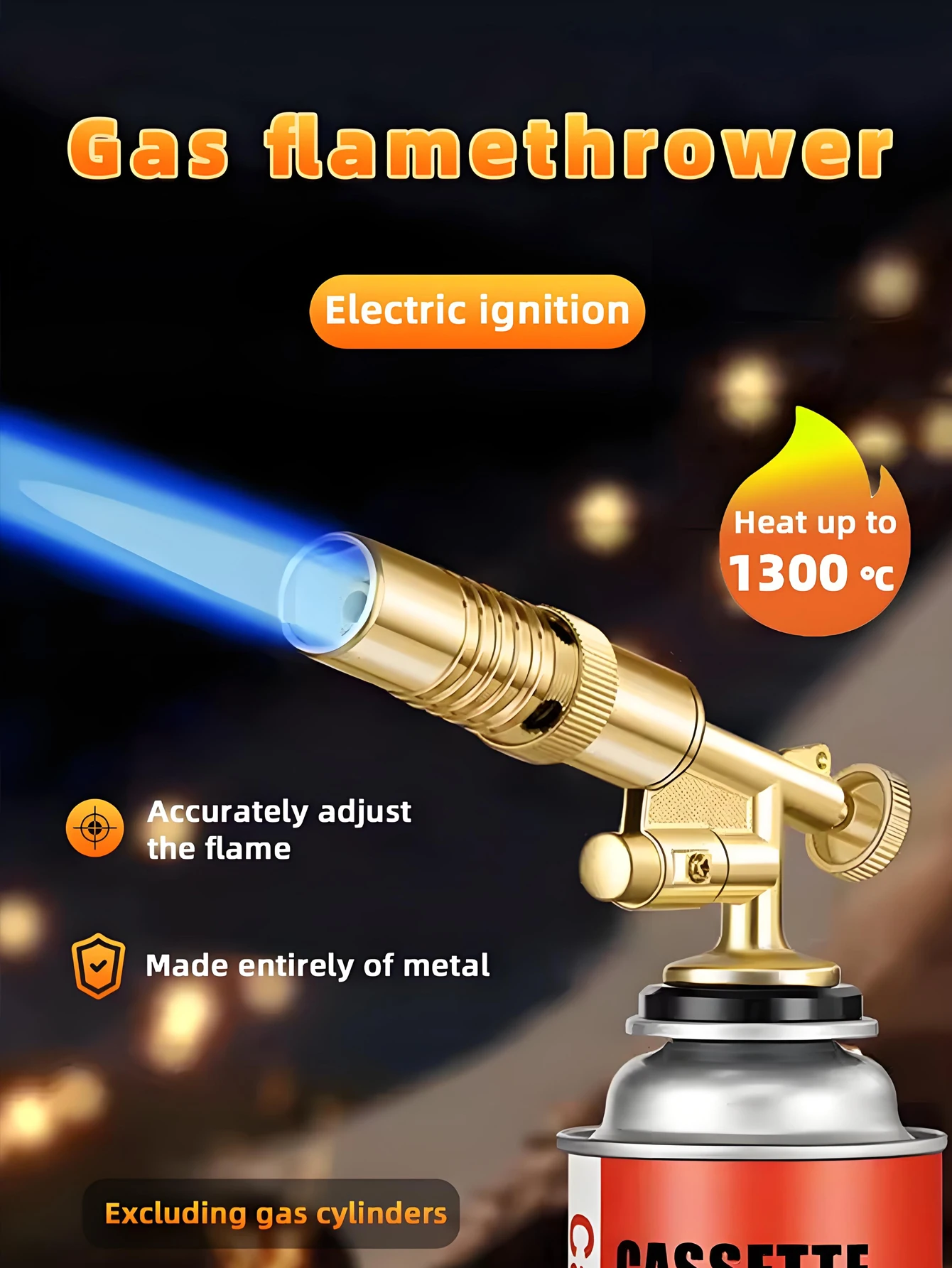 

Dual-Use Butane Torch Gun Kit with Safety Lock Adjustable Flame for Culinary BBQ Welding Cooking Soldering DIY Projects