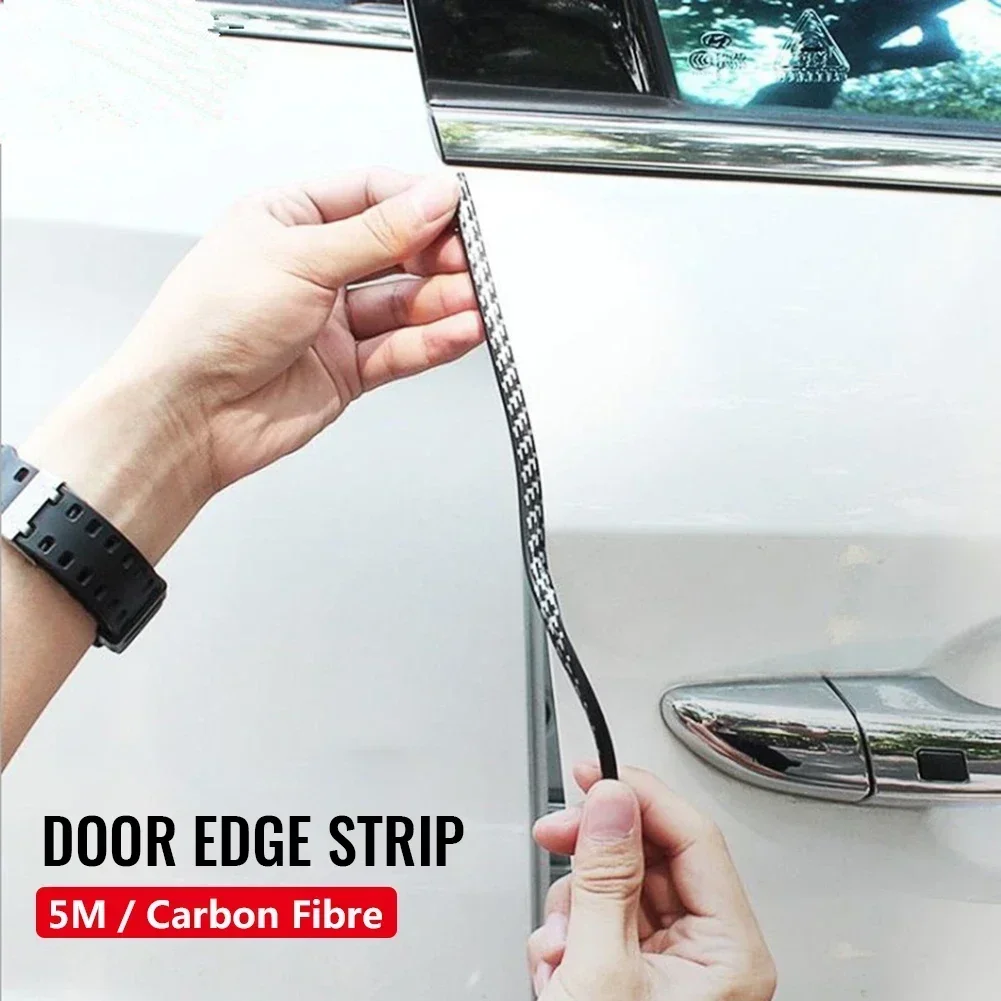 

5M Car Door Anti Collision Strip Bumper Trim Edge Scratch Protector Strip Sealing Guard Styling Carbon Fibre Car Decor Sticker