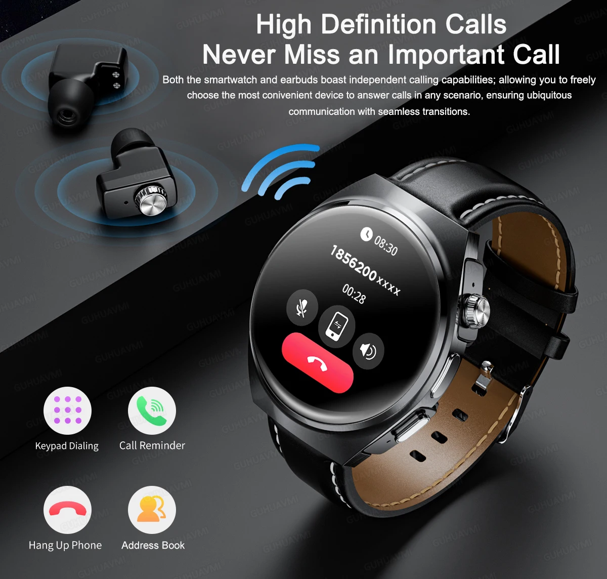 2024New For HUAWEI Smart Watch With Earbuds TWS Bluetooth 2 in 1 Earphone Heart Rate Blood Pressure Monitoring Sports Smartwatch