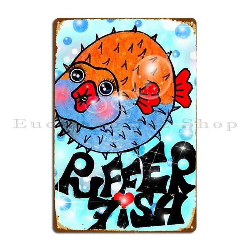 Animal Puffer Fish Shirleycutecard Metal Sign Wall Plaque Designs Living Room Cinema Plaques Tin Sign Poster