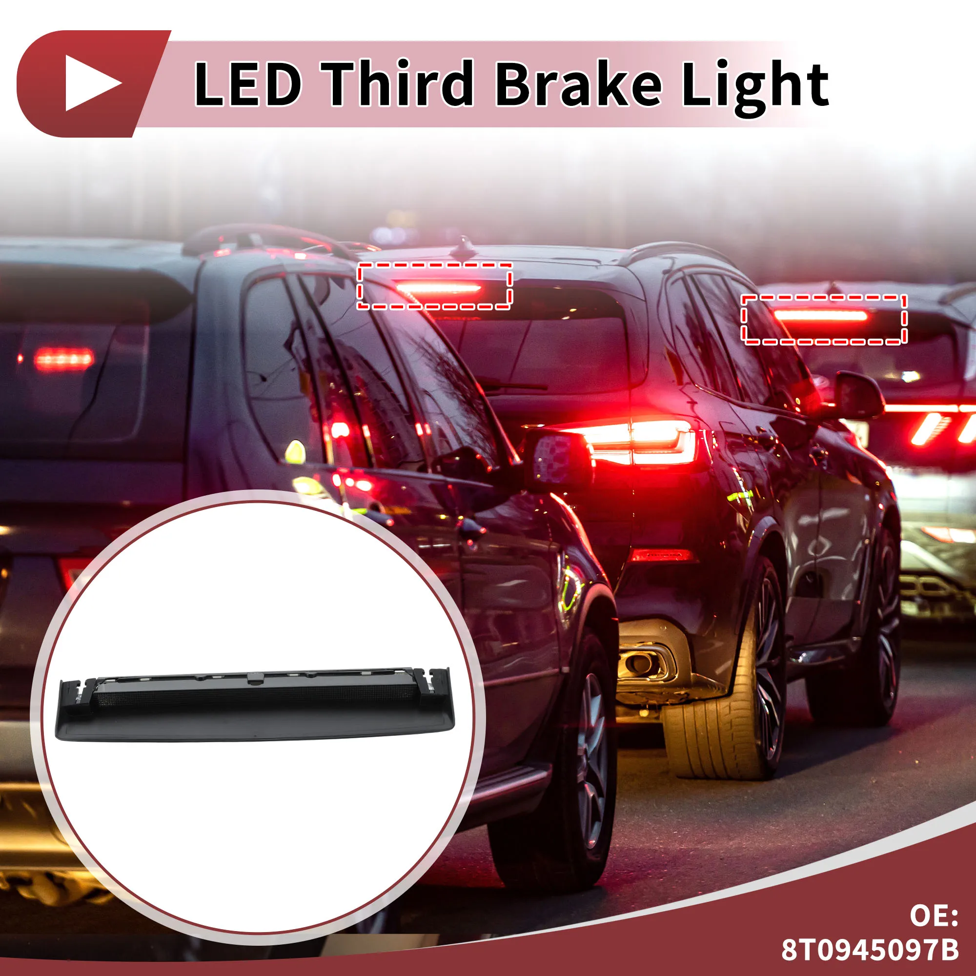 UXCELL Black LED Third Brake Light for Audi A5 S5 RS5 Coupe 8T3 07-16 No.8T0945097B
