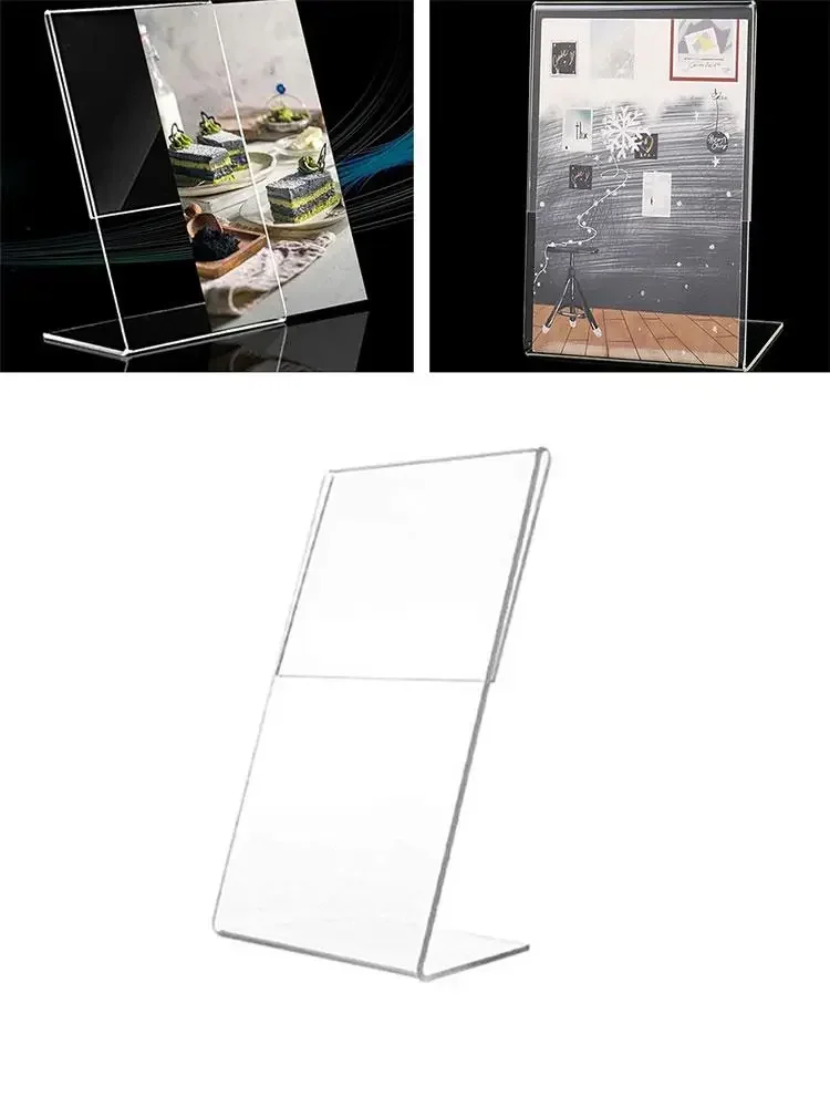 1Pcs Acrylic L-Shaped Label Stands 10*15cm Business Card Transparent Holders Desktop Sign Frame Display Price Tag Poster Rack