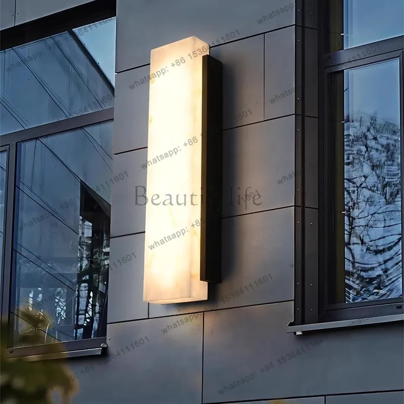Cross-border modern minimalist outdoor waterproof stainless steel imitation marble luminous object
