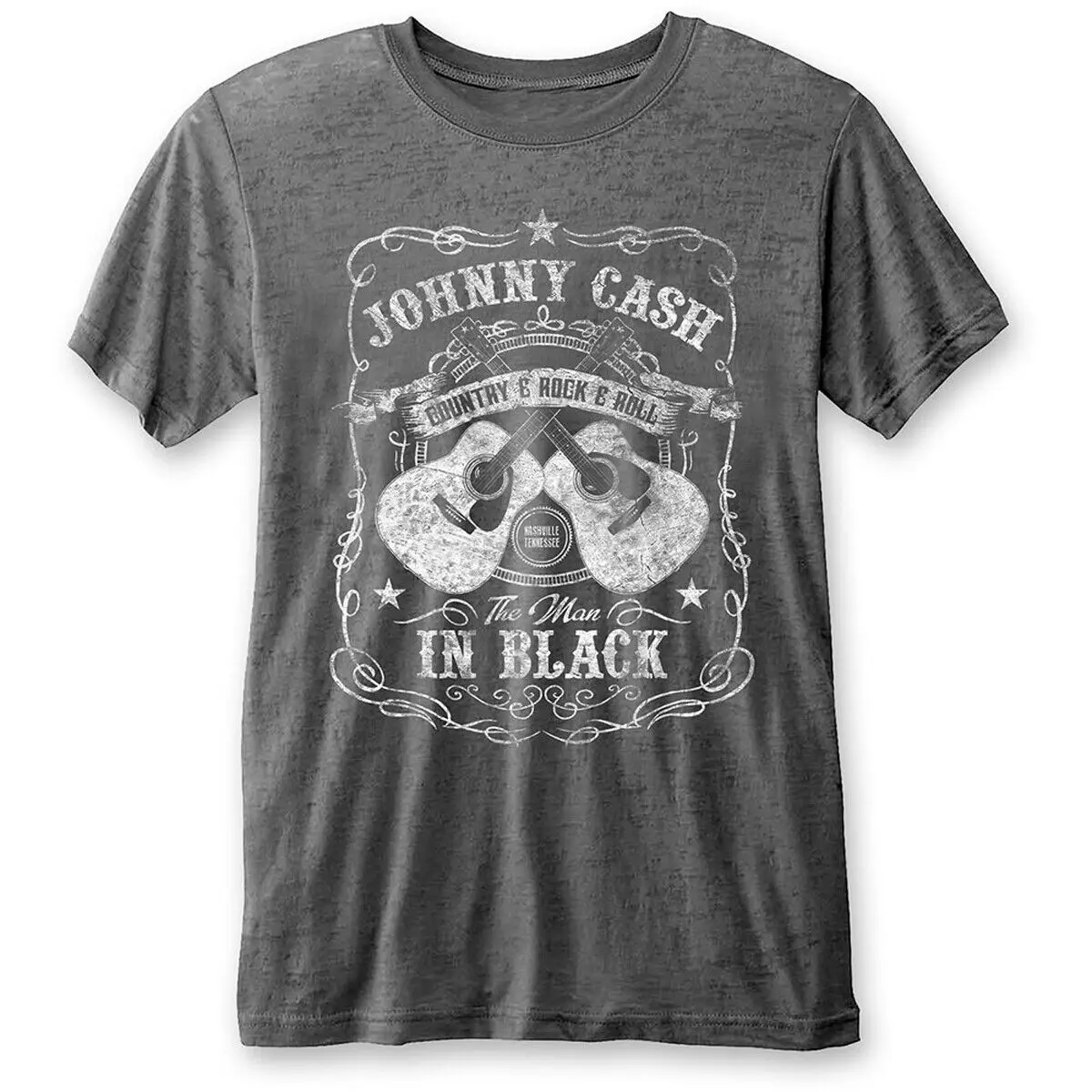 Johnny Cash Man In Black Burnout Official Men'S T Shirt