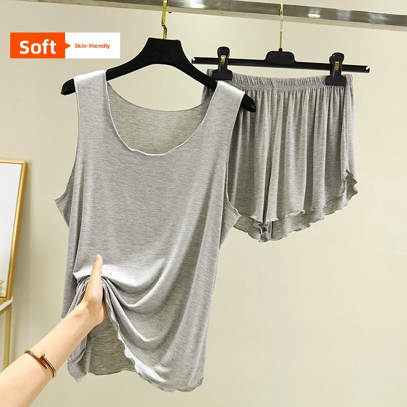 Modal Svel Ice Silk Spwear Women's Summer Loose Top orts Home Clothes Two-Piece Set Comfortable Breathable Nightgown