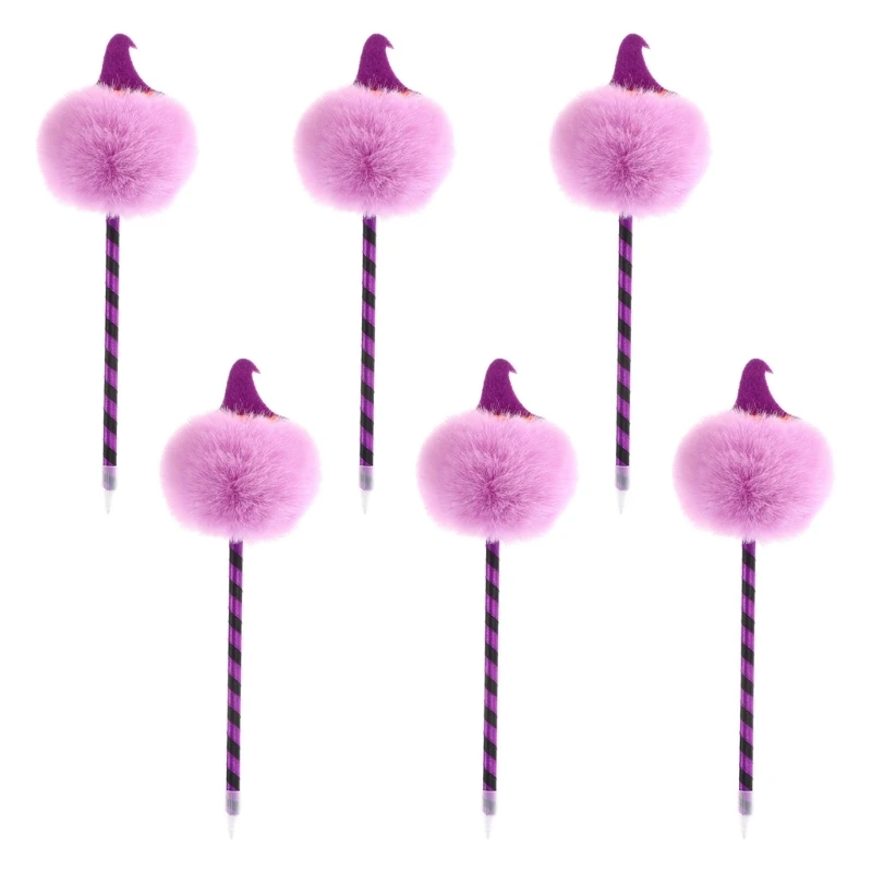 6x/conjunto caneta esferográfica pompons caneta escrita 0.7mm caneta assinatura abóbora caneta óleo caneta