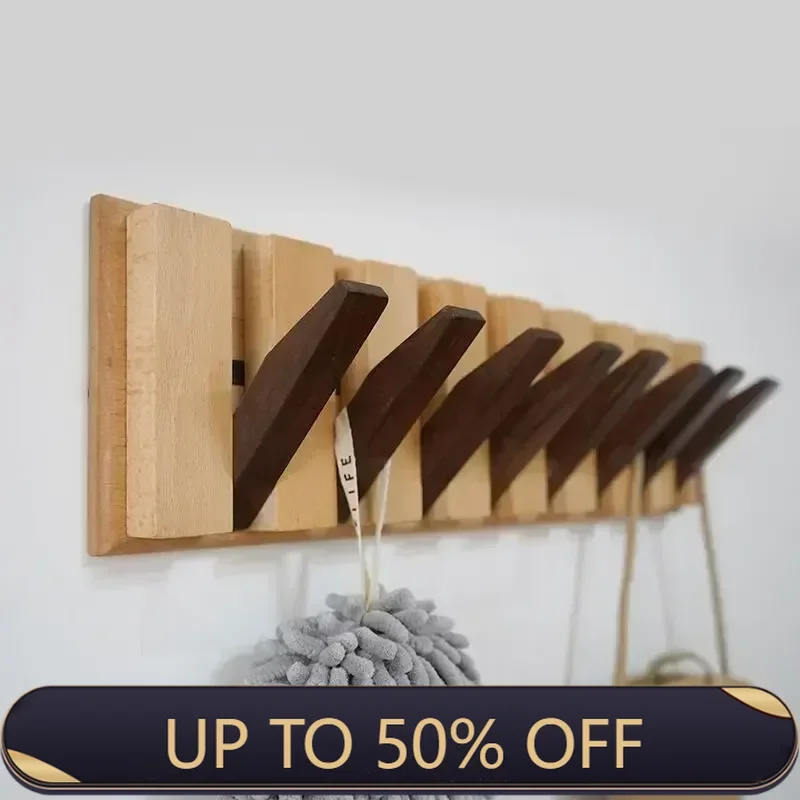 Coat Racks Wall Hanging Entry Door No Punching Solid Wood Clothes Organizer Creative Keyboard Art