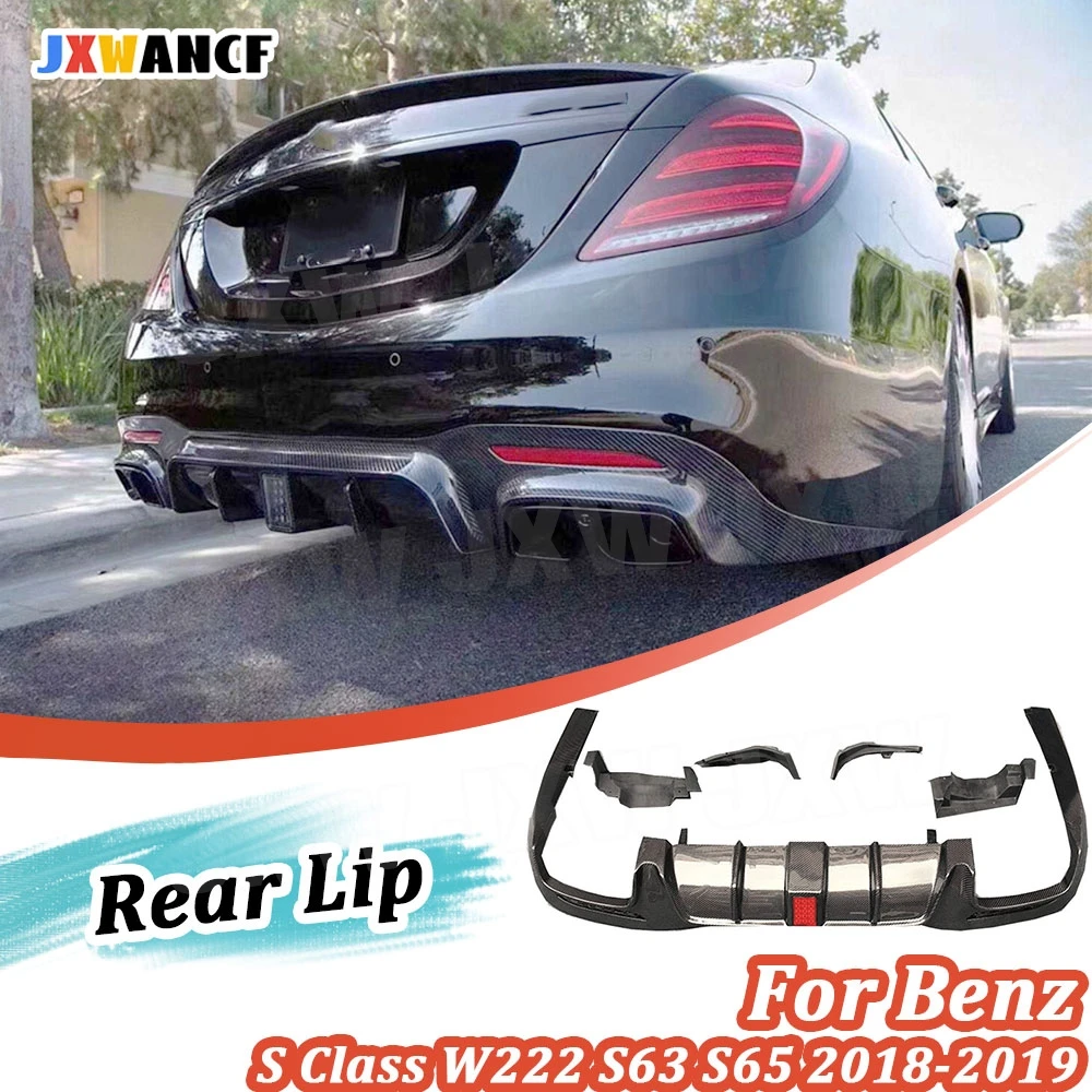 

JXWANCF для Benz S Class W222 S63 S65 задний диффузор из углеродного волокна с хвостовой частью AMG B стиль 2018 2019 FRP черные автомобильные украшения