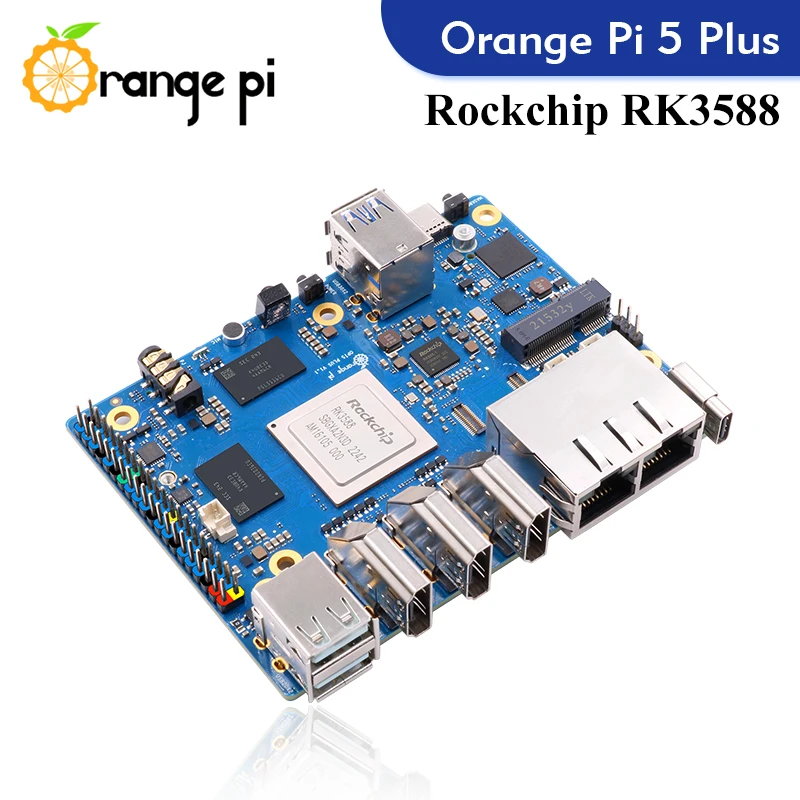 Laranja Pi 5 Mais Computador de Placa Única, RK3588, Módulo PCIE, WiFi-BT Externo, SSD 8K, Desenvolvimento Demo, 16G RAM