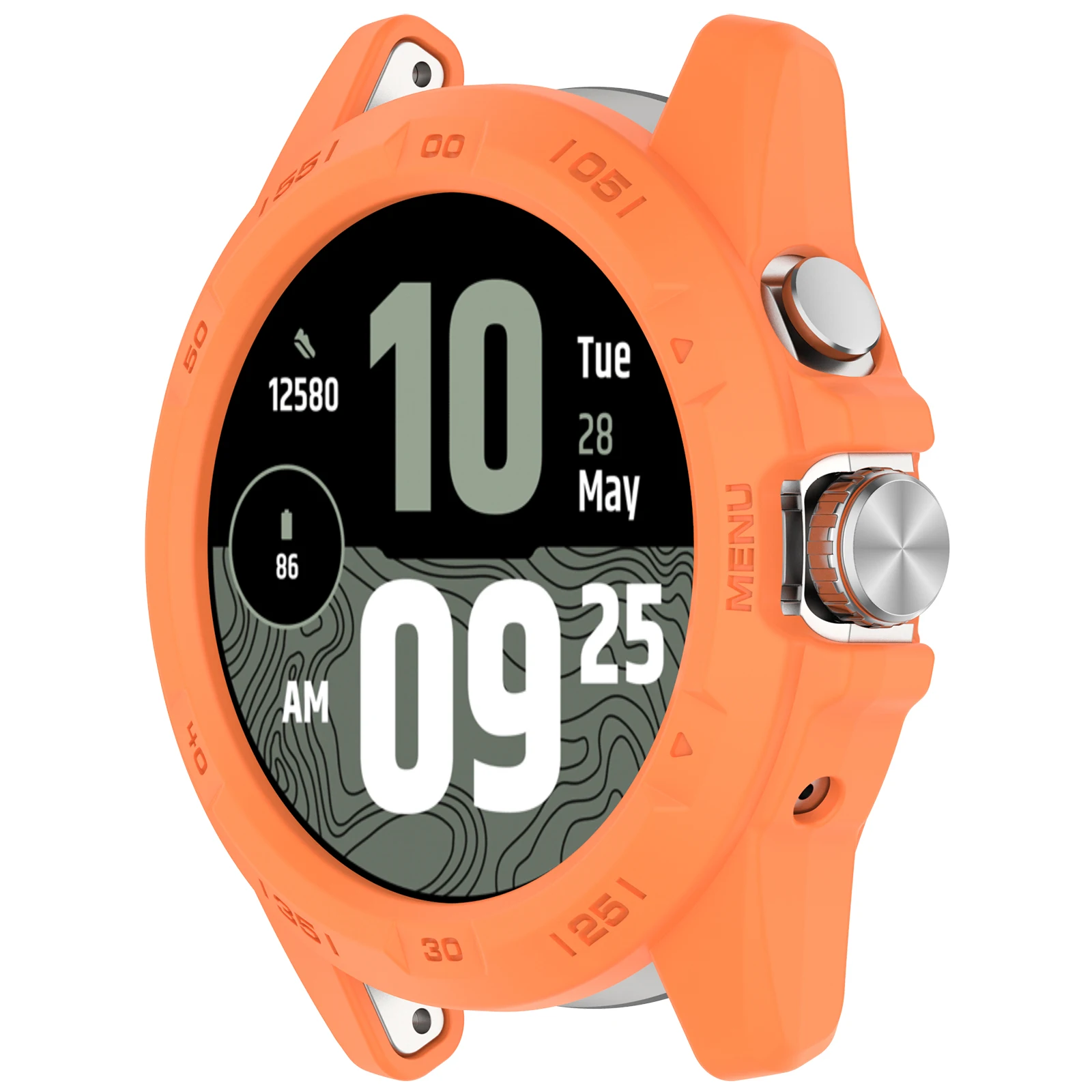 For TicWatch Atlas TPU Watch Case Hollow Shockproof Bumper Frame - Orange