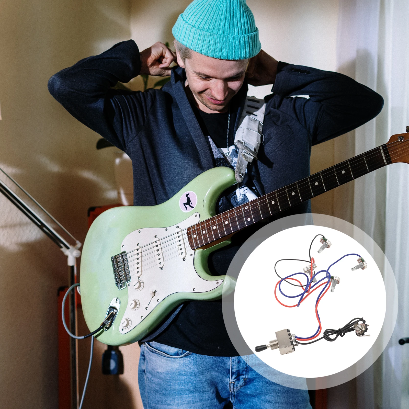

Guitar Wiring Harness Toggle Switch 500K Pots Tone Volume Control Jack Parts For Electric Guitar Projection Pickup Function