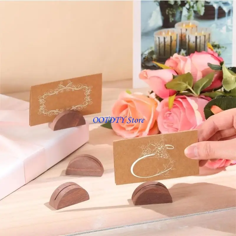 367A 10Pcs Semicircle Wooden Postcard Stands Table Number Display Holder Note Memo Clip Stand For Greeting Cards Photos And Note