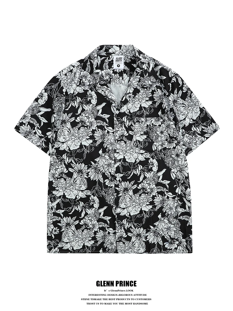 

GPstudio Floral Print Cuban Collar ort Sve irt Lightweight Summer Men's Faion Holiday Wear Casual Loose Fit irt