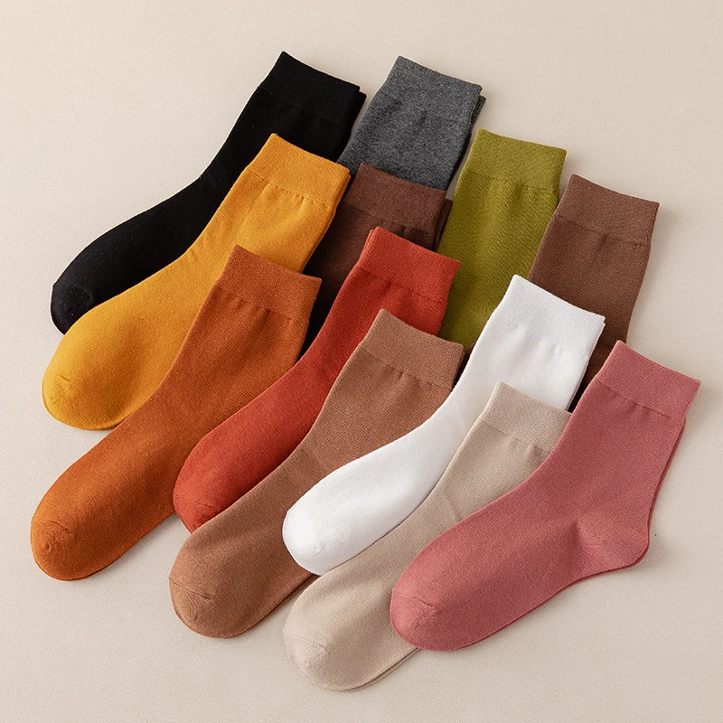 Socks women\'s Cotton Solid Color Autumn Spring  Soft Breathable