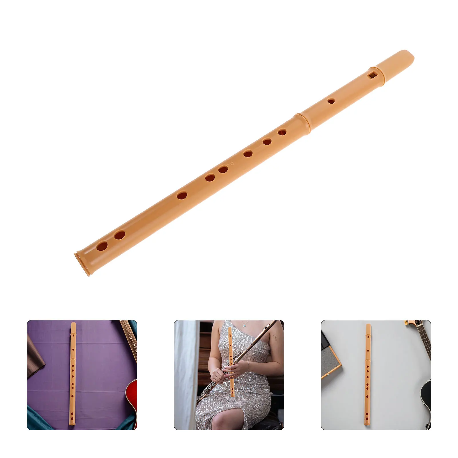

3-Pcs Resin Vertical Flute F Key Lightweight Detachable Design Easy Clean Beginner Woodwind Instrument Student Recorder