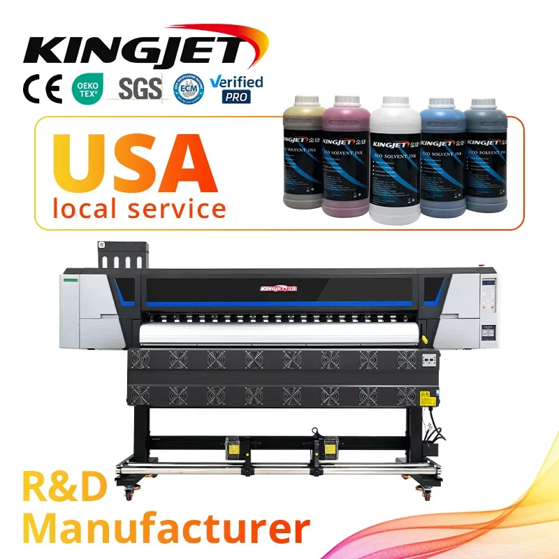 KINGJET best price 1.6m 1.8m 3.2m ecosolvent printer xp600 print head canvas/vinyl sticker/poster printing machine for sale