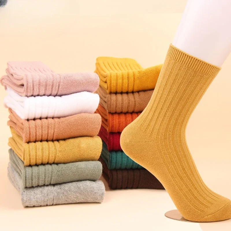 2023 Autumn Winter New Women Long Socks Mid-calf Deodorization Hosiery Thicken Warm Stockings Fashion Casual Sport Hose