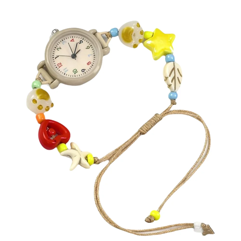 New Dopamine Bracelet Watch Adjustable Pendant Star Heart Chain Watch Beaded Quartz Watch Gift