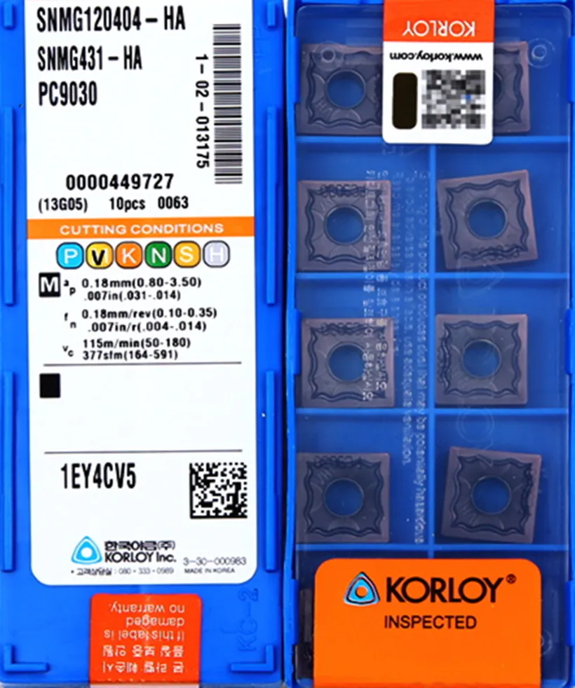 SNMG120404-HA SNMG120404-HS SNMG120408-HA SNMG120408-HS PC9030 100% original KORLOY Carbide insert Processing: stainless steel