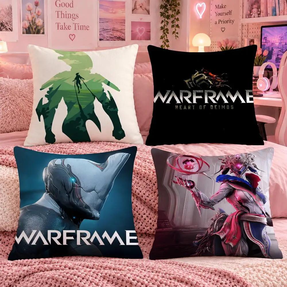 Anime Japanese Manga W-Warframe Cushion Cover Double Sided Print Short Plush Pillow Sofa Bedroom Dorm Room Decor Gift