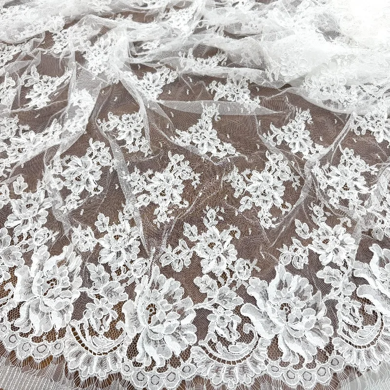 3 Meters Elegant Export Style Handmade Cotton Corded Lace Fabric 1.5 Meters Wide For Clothing Accessories Sewing Projects
