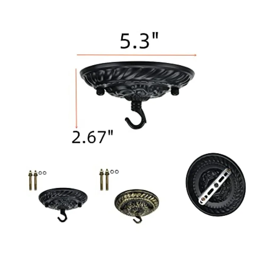 5 Inch Retro Style Steel Light Canopy Kit, Ceiling Light Fixture Canopy for Pendant Light view 2