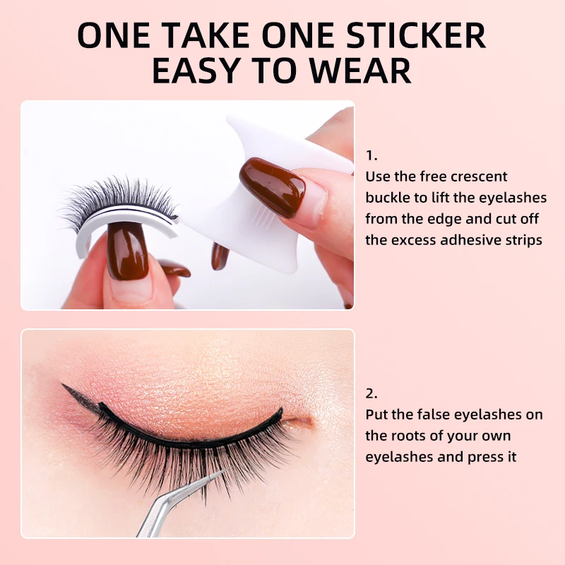 Glue-free self-adhesive three pairs of natural false eyelashes Reusable waterproof eyelash extension natural makeup