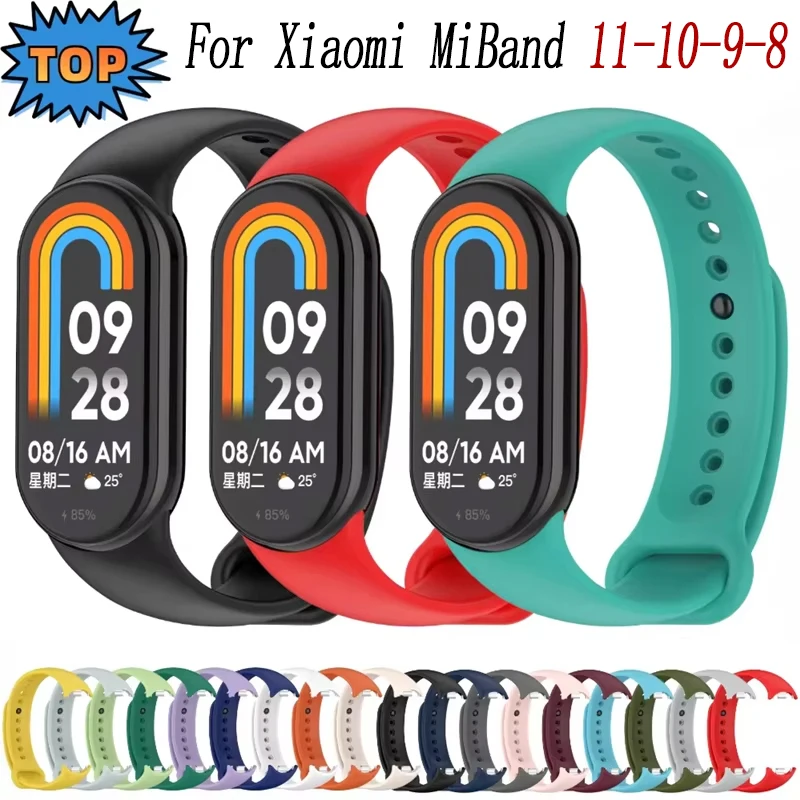 Soft Official Silicone Strap for Xiaomi Band 11 10 9 8 Breathable Bracelet Accessories belt for MiBand 9 8 Replacement Wristband
