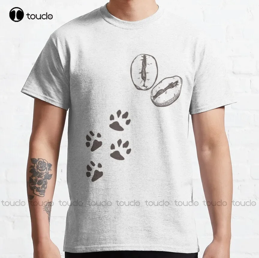 Motivated By Caffeine And Canine Classic T-Shirt Blue Shirts For Men Custom Aldult Teen Unisex Digital Printing Tee Shirts Retro
