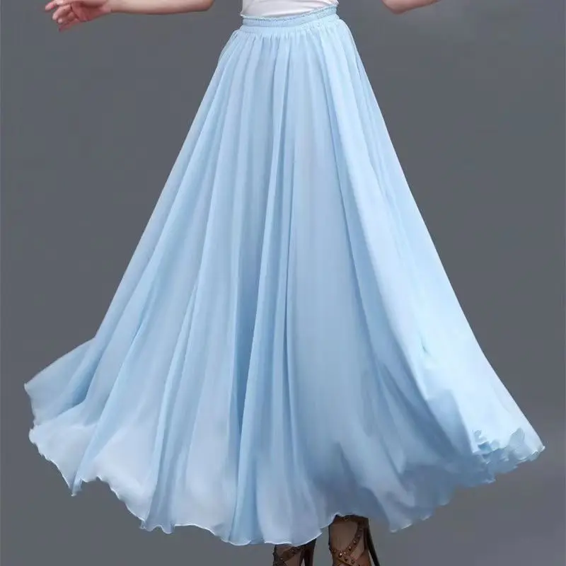 Women 540 Degree Assorted Gauze Skirt Large Swing Ballet Practice Clothes Chiffon Skirt Gypsy Long Skirts Dancer Wear