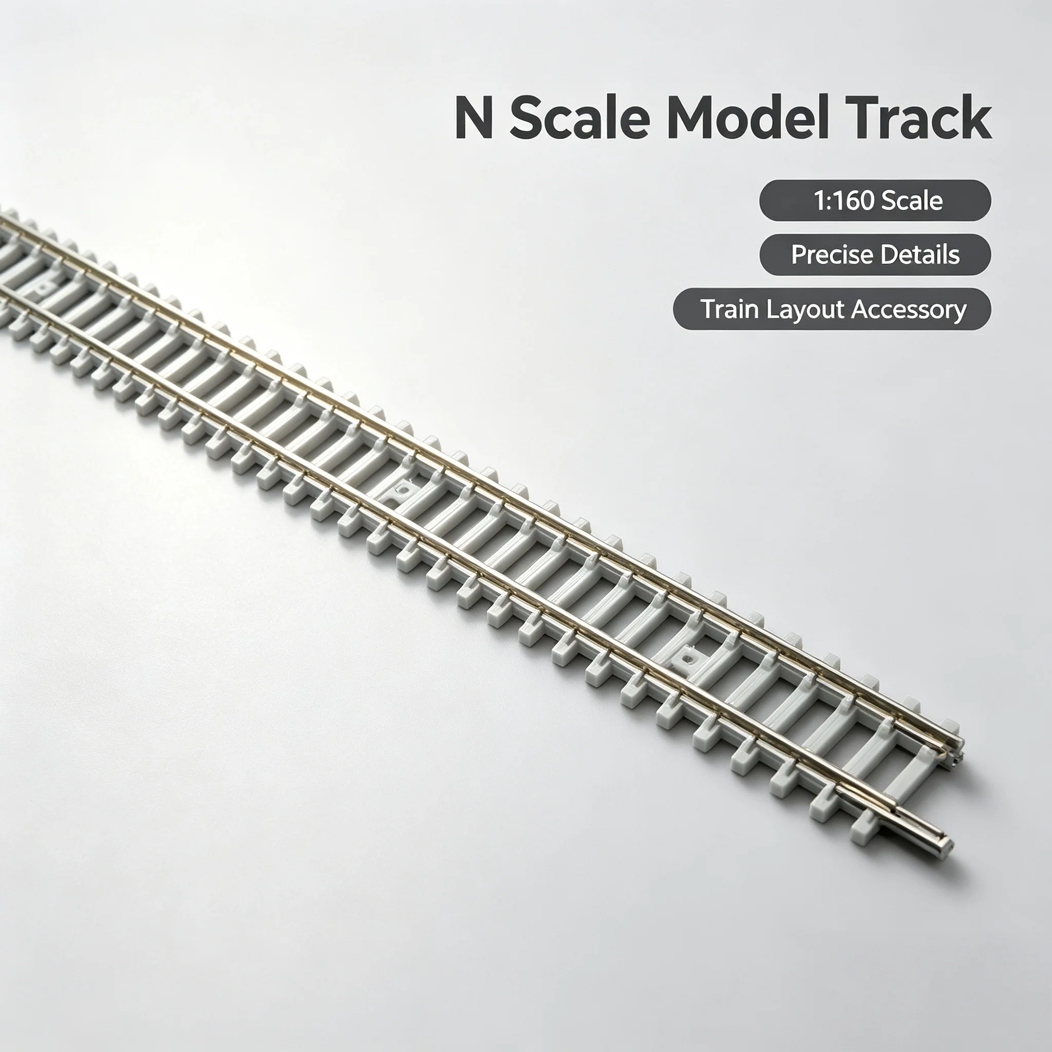 5 Stück N-Maßstab 1:160 Gerade Eisenbahngleise für Modelleisenbahn-Layout, Einfache Montage, Realistische Details für Zug-Dioramen, Sandt