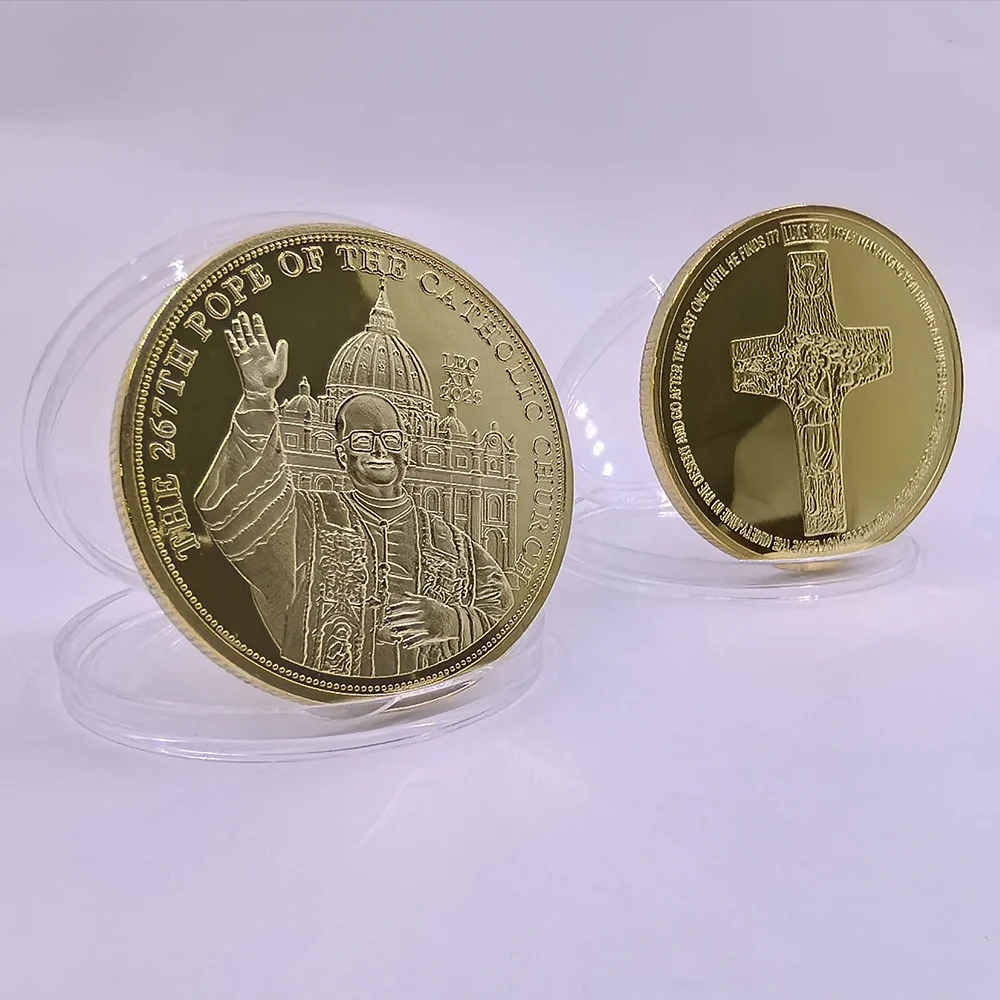 2025 New Design the 267th Pope of The Catholic Church Collector Coin Leo XIV 2025 Gold Plated Commemorative Medal