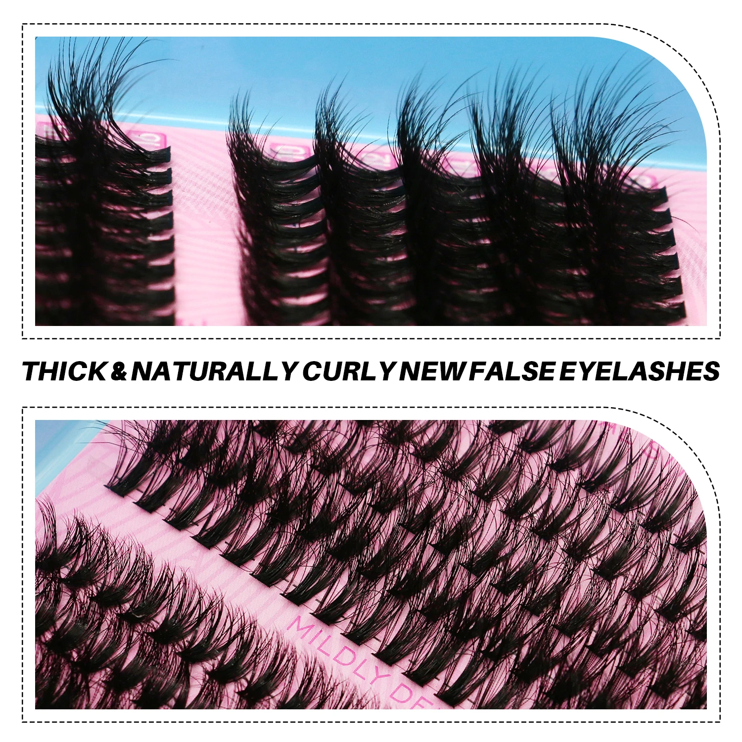 GROINNEYA Kit de extensión de pestañas, 15 filas, Kit de extensión de pestañas postizas de visón, aspecto natural, esponjoso