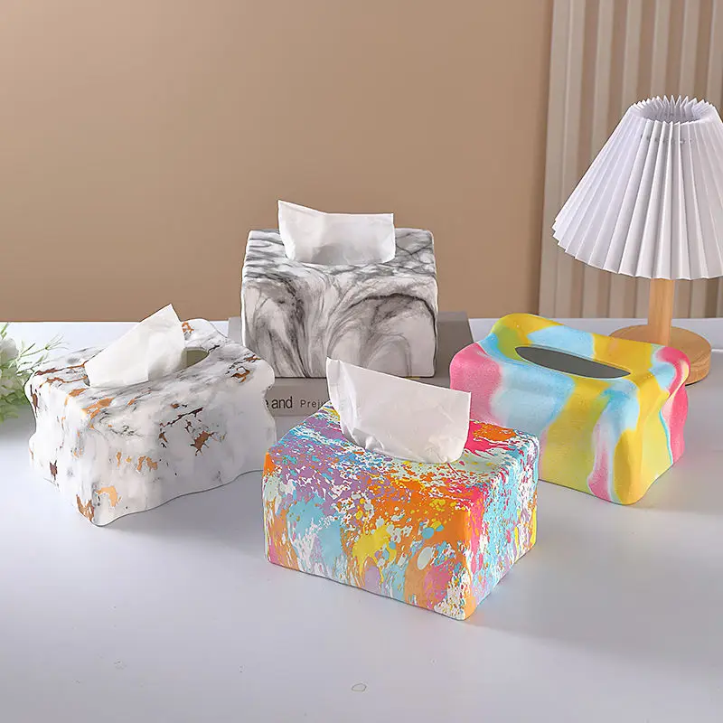 

Colorful Tissue Box Ceramic Napkin Holder Irregular Tissue Case Korean Room Decor Dopamine Ceramics Table Paper Box Holder