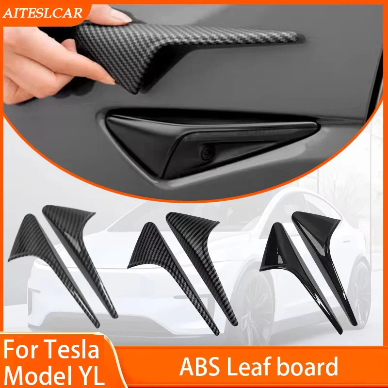 ABS Carbon Pattern Side Camera Cover For New Tesla Model Y L Launch  2026 ABS Leaf Board Sticker Accessories