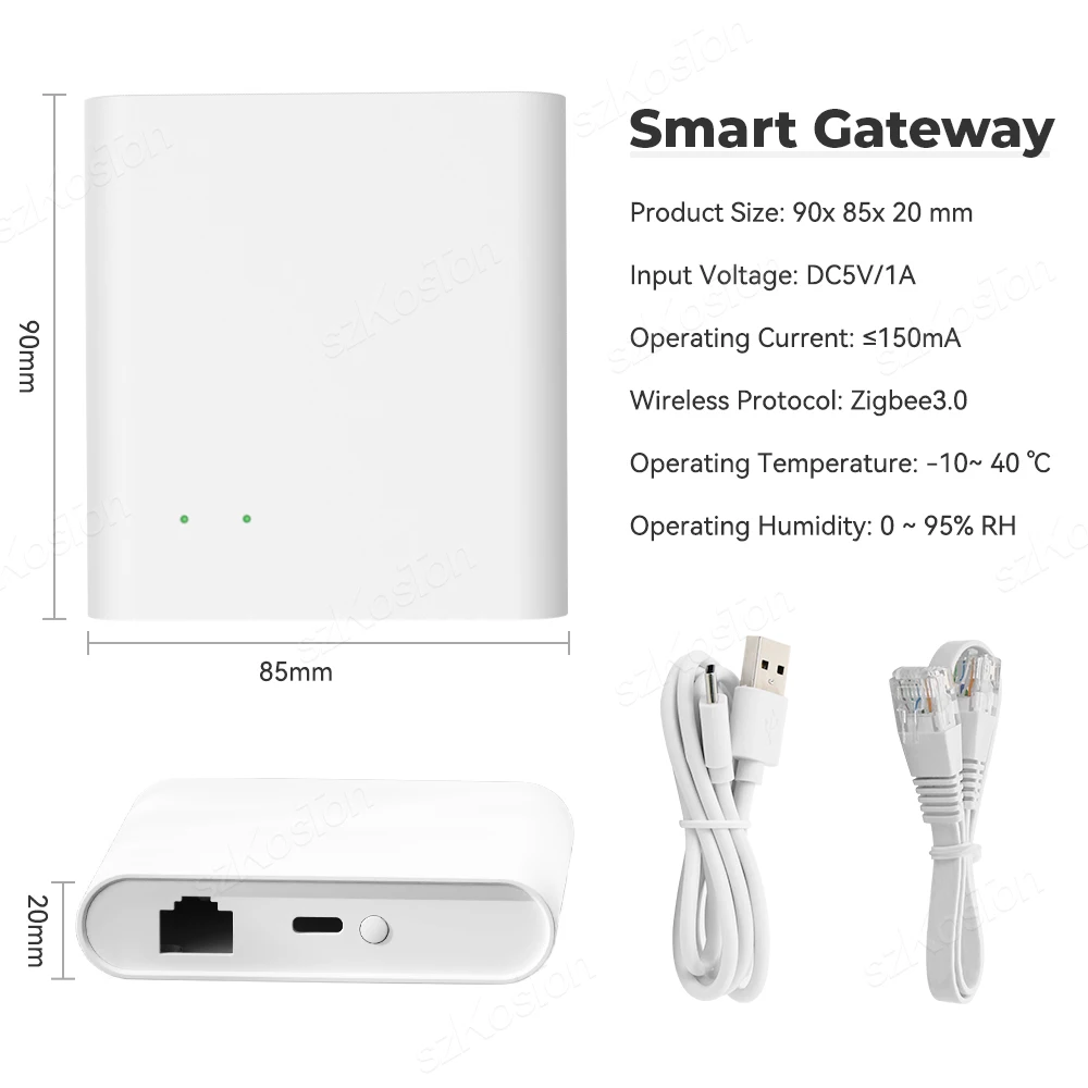 Hub de gateway Tuya ZigBee, Smart Wired Home Bridge, Controle APP Smart Life, Suporte Alexa, Google Home Voice, 3.0 Wired Hub