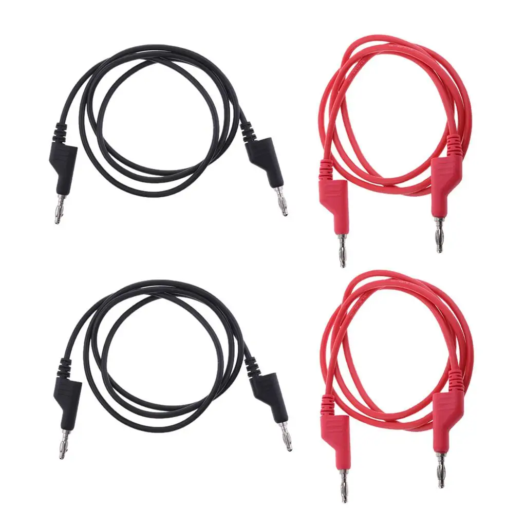 1m Silicone Test Cable Lead Stackable Banana Plug Wire Pure Copper Electrical Test Cord for Physics Lab and Circuit Assembly