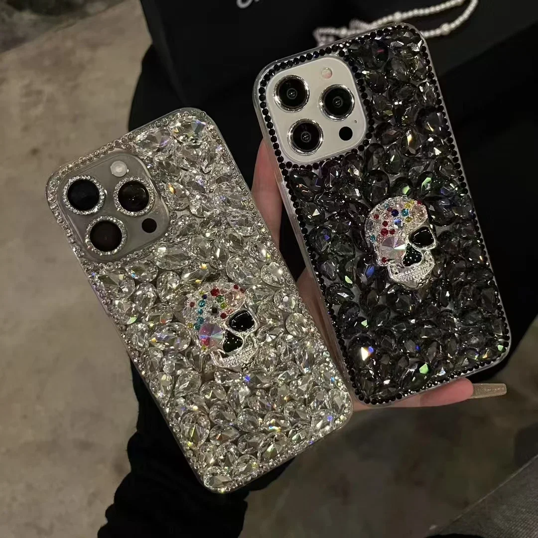 Diamond Phone Case for Samsung Galaxy Note 10 Plus 20 Ultra for Samsung Galaxy Note 10 Skull Rhinestone Case Cover coque Capa