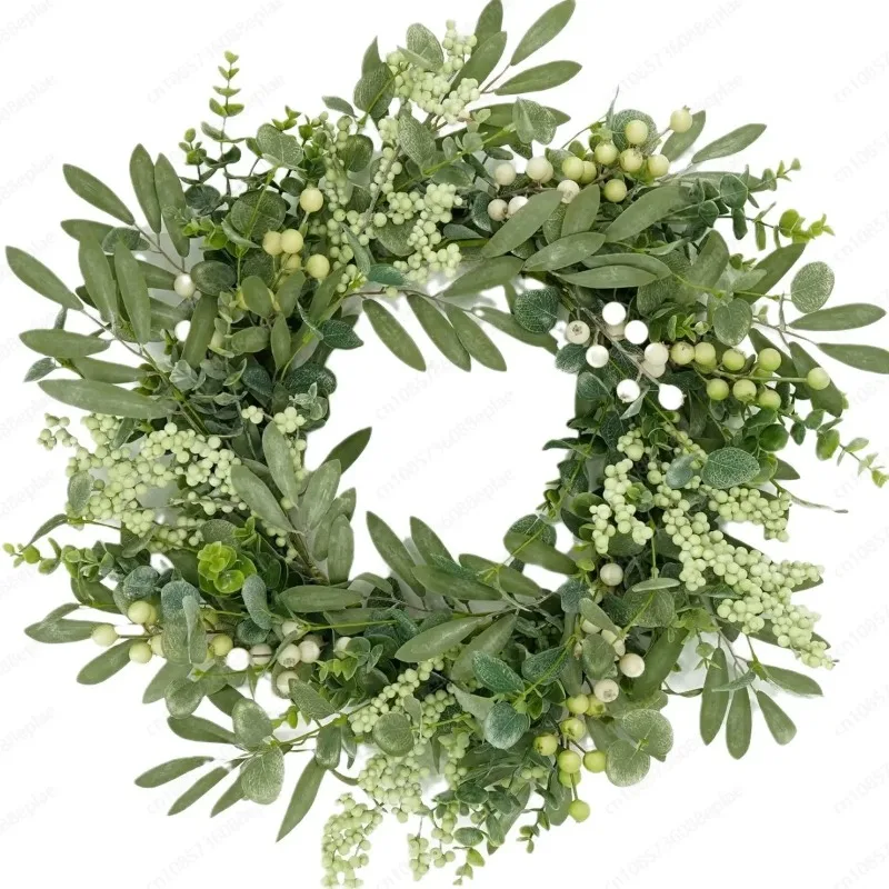 Large Eucalyptus Wreath Spring Summer Simulated Berry Vine Ring Door Hanging