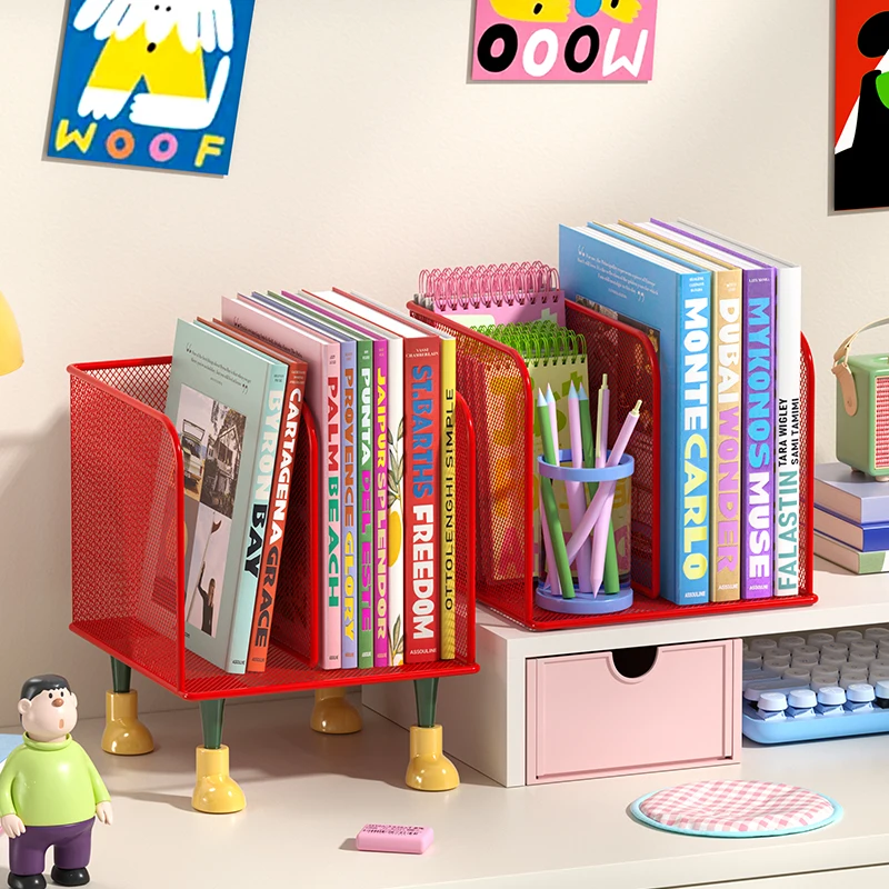 

Двойные подставки для книг в стиле «Допамин» с ящиком для хранения, утолщенная металлическая подставка для книг, устойчивый держатель для книг, декоративный органайзер для дома и офиса
