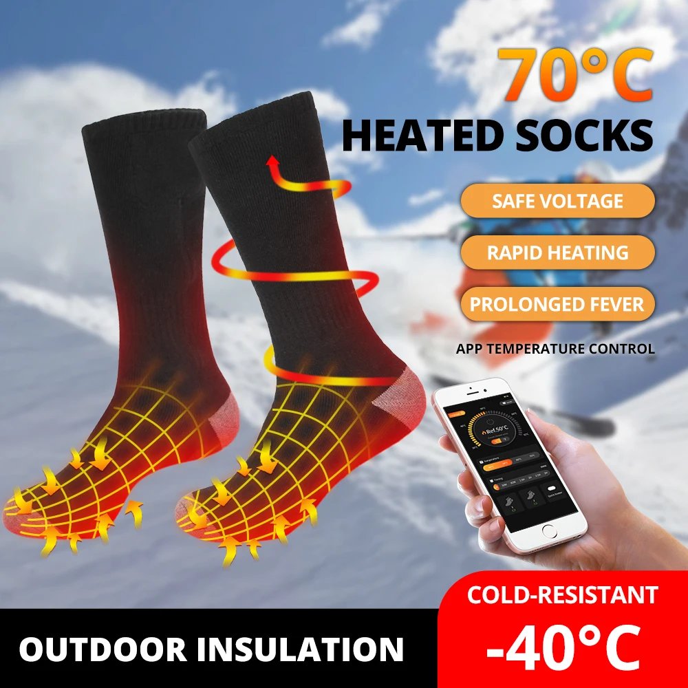 

Носки с подогревом, 8500 мАч, приложение для управления, грелка для ног, носки с подогревом, зимние теплые грелки для ног с подогревом, спортивные носки с электрической лихорадкой
