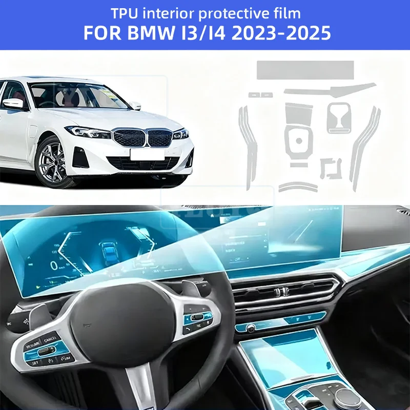 

For BMW i4 G26 i3 2025 2024 2023 PPF Protection Film Accessories Interior Transparent TPU Navigation Gear Panel Center Console