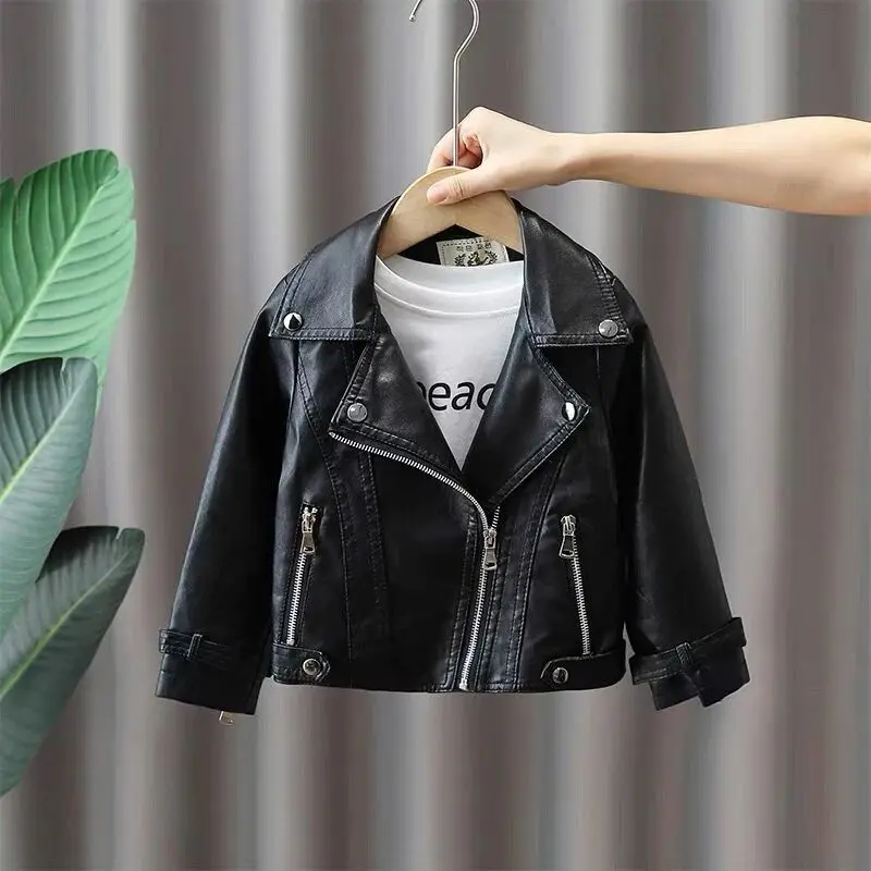 Spring and Autumn Boys' Leather Jacket New Children's Motorcycle Jacket Fashionable Coat