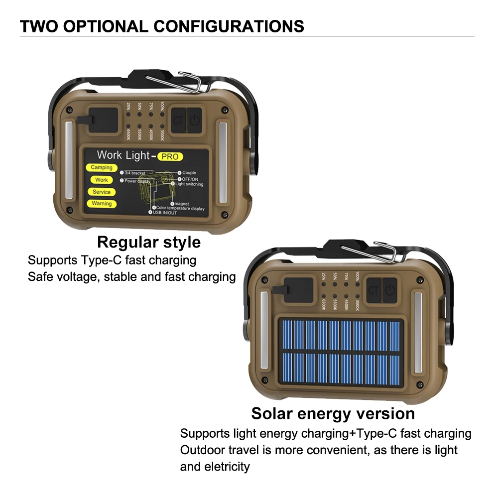 Amanfire TZD-03 Work Light 1000LM Solar Energy High Light Supports Output as Power Bank Magnetic with Handle and Hook