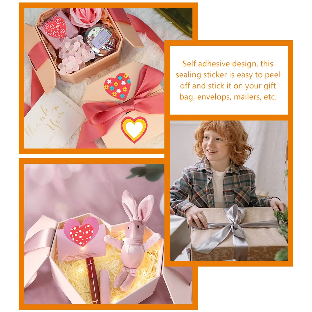 

3 Rolls Heart Shape Sealing Stickers Valentine's Day Gift Box Labels Envelope Seal Stickers Scrapbooking Decorative Labels