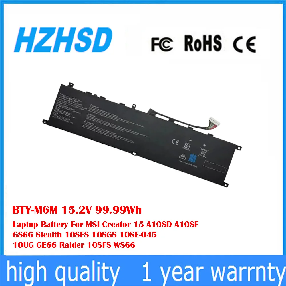 

BTY-M6M 15.2V 99.99Wh Laptop Battery For MSI Creator 15 A10SD A10SF GS66 Stealth 10SFS 10SGS 10SE-045 10UG GE66 Raider 10SFS