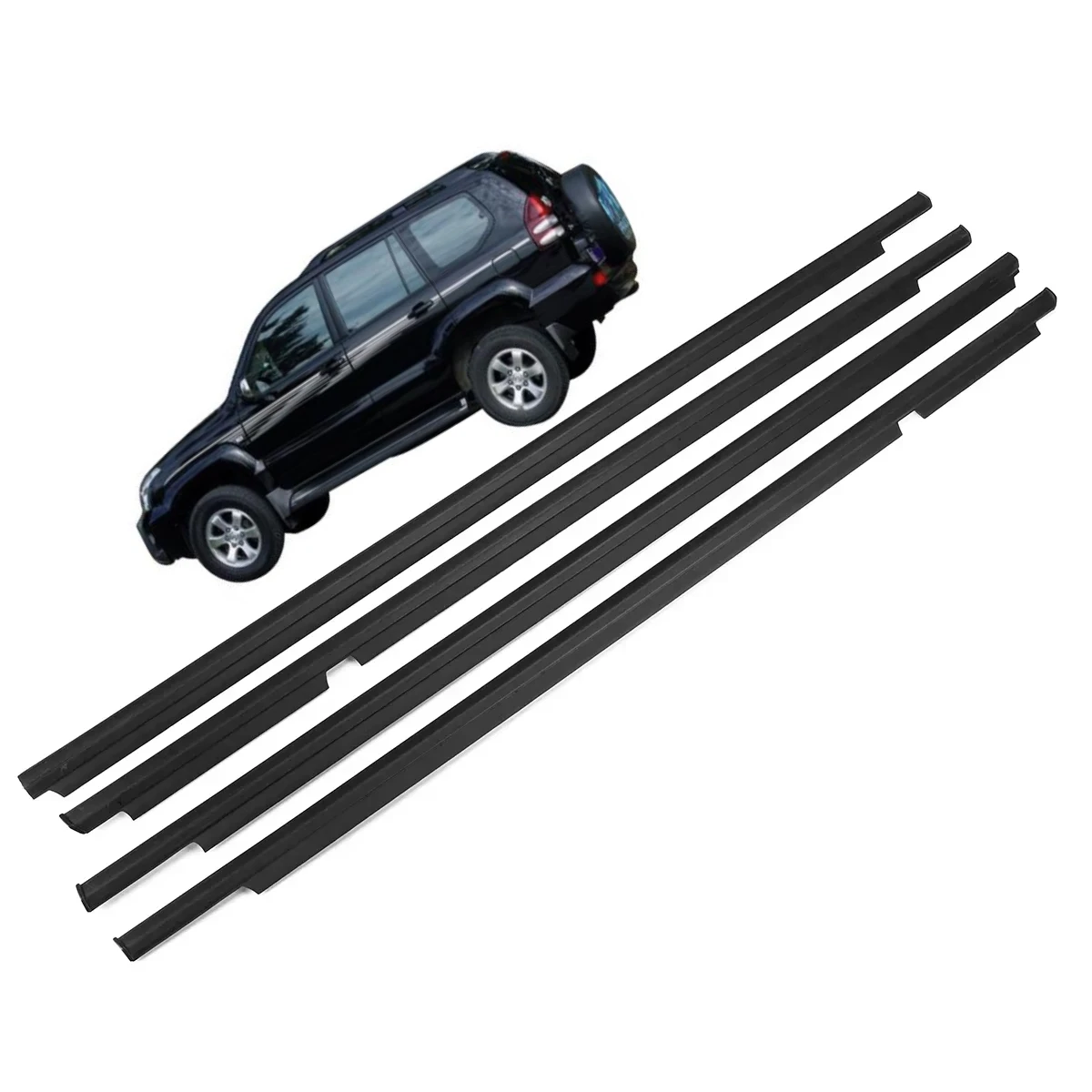 4 Pcs Chrome or Black Outside Windows Rubber for Lexus GX470 2003-2009 Weatherstrip Seal for Land Cruiser Prado 120 75711-60061