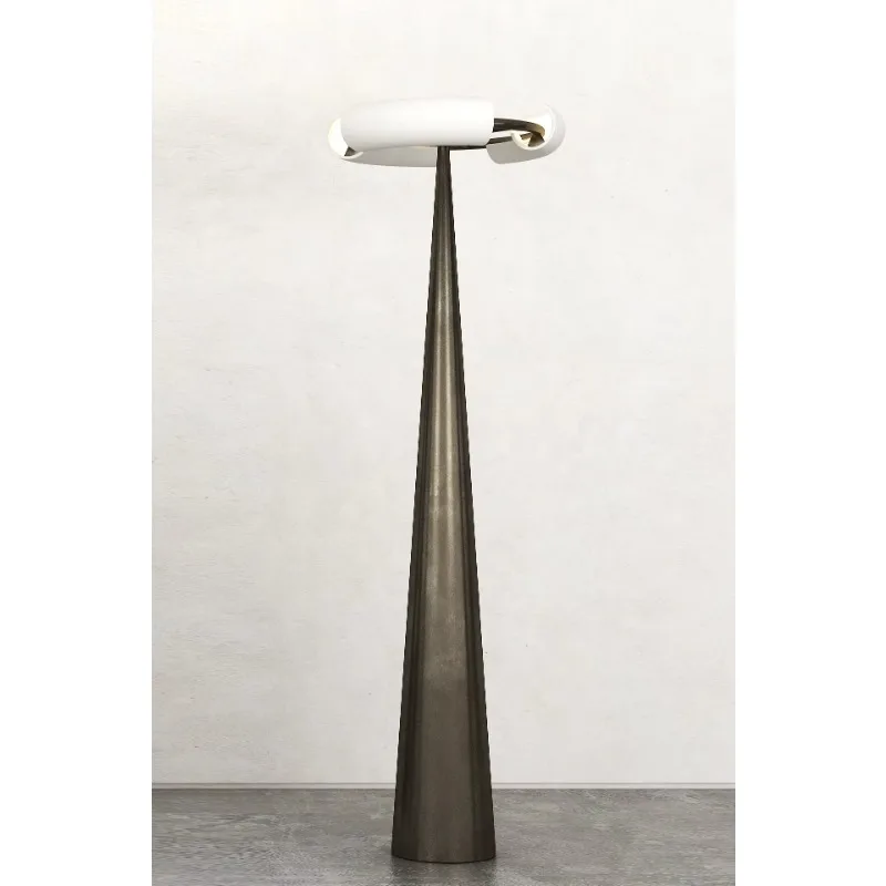 

Modern Custom Designer Simple Solid Brass White Gypsum Lampshade Bracket Light Emitting Diode Floor Light